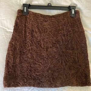 Chocolate Brown raised pattern mini skirt